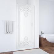 Дверь в душевой проем Vegas EP LUX 80 01 ARTDECO D1 R белый/матовое с прозрачным рисунком