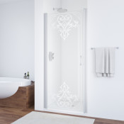 Дверь в душевой проем Vegas EP LUX 80 07 ARTDECO D2 L матовый хром/прозрачное с матовым рисунком