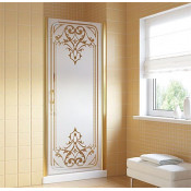 Дверь в душевой проем Vegas EP LUX 80 09 ARTDECO D1 R золото глянцевое/матовое с прозрачным рисунком