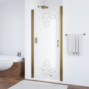 Дверь в душевой проем Vegas EP LUX 80 05 ARTDECO D1 L бронза/матовое с прозрачным рисунком