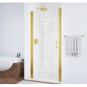 Душевая дверь в нишу Vegas EP LUX 75 09 ARTDECO D2 L золото глянцевое/прозрачное с матовым рисунком