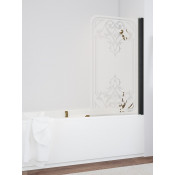 Шторка для ванной Vegas EV 76 02М Artdeco D1 R черный матовый/матовое с прозрачным рисунком