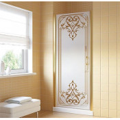Дверь в душевой проем Vegas EP LUX 85 09 ARTDECO D1 L золото глянцевое/матовое с прозрачным рисунком