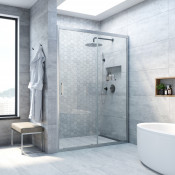 Душевая дверь в нишу Vegas ZP NOVO 130 07 01 матовый хром/прозрачное