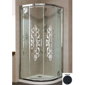 Душевой уголок Vegas Glass ZS NOVO 90 02М Felicita Silver матовый черный/прозрачное с серебряным рисунком