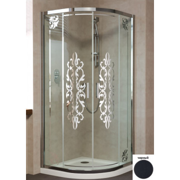 Душевой уголок Vegas Glass ZS NOVO 90 02М Felicita Silver матовый черный/прозрачное с серебряным рисунком