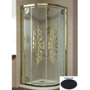Душевой уголок Vegas Glass ZS NOVO 100 02М Felicita Gold матовый черный/прозрачное с золотым рисунком