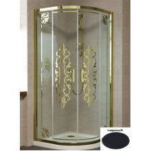 Душевой уголок Vegas Glass ZS NOVO 100 02М Felicita Gold матовый черный/прозрачное с золотым рисунком