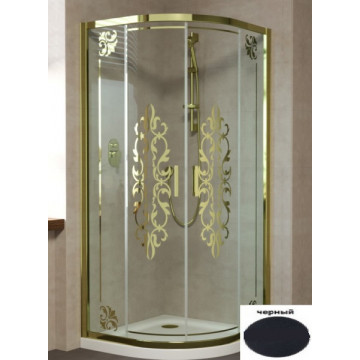 Душевой уголок Vegas Glass ZS NOVO 100 02М Felicita Gold матовый черный/прозрачное с золотым рисунком