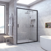 Душевая дверь в нишу Vegas ZP NOVO 140 02М 01 черный матовый/прозрачное