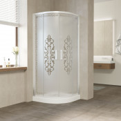 Душевой уголок Vegas Glass ZS-F 100*90 01 Felicita10+10 белый/матовое с прозрачным узором