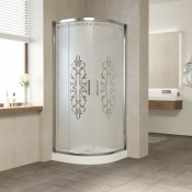 Душевой уголок Vegas Glass ZS-F 100*90 08 Felicita10+10 глянцевый хром/матовое с прозрачным узором