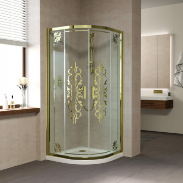 Душевой уголок Vegas Glass ZS-F 100*90 08 Felicita Gold глянцевый хром/прозрачное с золотым рисунком