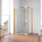 Душевой уголок Vegas ZP+ZPV 130*90 09 01 глянцевое золото/прозрачное