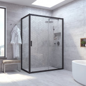 Душевой уголок Vegas ZP+ZPV NOVO 110*80 02М 01 черный матовый/прозрачное