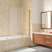 Шторка на ванную Vegas E2V LUX ST 125 09 10 R золото/сатин