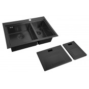 Мойка для кухни Zorg ZM N-78-2-52-L GRAFIT с накладкой графит