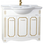 Тумба c раковиной Bellezza Кантри 95 Белая патина Золото
