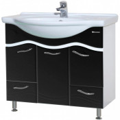 Тумба под раковину Bellezza Мари 85 с 2 ящиками комбинированная белый/черный