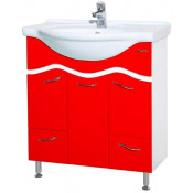 Тумба под раковину Bellezza Мари 85 с 2 ящиками комбинированная белый/красный