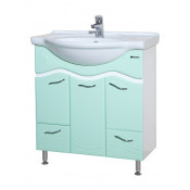 Тумба под раковину Bellezza Мари 85 с 2 ящиками комбинированная белый/салатовый