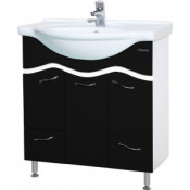 Тумба под раковину Bellezza Мари 75 с 2 ящиками комбинированная белый/черный