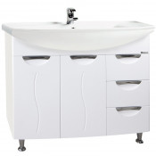 Тумба под раковину Bellezza Глория 105 с 3 ящиками с бельевой корзиной белая