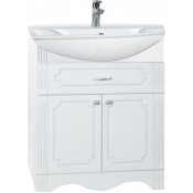 Тумба под раковину Bellezza Кантри 75 с 1 ящиком белая патина/серебро