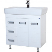Тумба под раковину Bellezza Сиена 80 с 3 ящиками с бельевой корзиной белый (ТИГОДА)