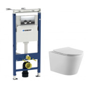 Комплект 5в1(инсталляция+кнопка+крепеж+унитаз+крышка) SET Aquatek ВЕГА+Geberit (458.123.21.1+AQ1905-00) хром