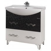 Тумба под раковину Bellezza Маргарита 85 с 2 ящиками комбинированная белый/черный (пленка ПВХ)