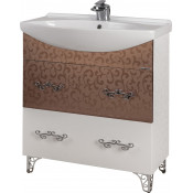 Тумба под раковину Bellezza Маргарита 85 с 2 ящиками комбинированная белый/бронза (пленка ПВХ)