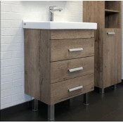 Тумба Comforty Никосия 60Н 00-00008852 дуб темный с раковиной Fest 60 F01