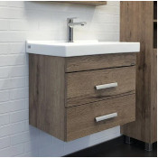 Тумба подвесная Comforty Никосия 60П 00-00008853 дуб темный с раковиной Fest 60 F01