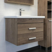 Тумба подвесная Comforty Никосия 70П 00-00008855 дуб темный с раковиной Como 70