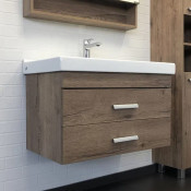 Тумба подвесная Comforty Никосия 80П 00-00008856 дуб темный с раковиной Fest 80