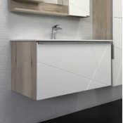 Тумба Comforty Мерано 90 00-00008478 белый/дуб дымчатый с раковиной Quadro 90