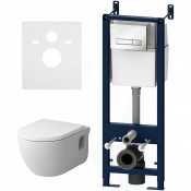 Подвесной унитаз с инсталляцией Am.Pm Like FlashClean IS30201.801701 с сиденьем микролифт и белой клавишей смыва