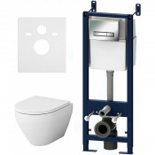 Подвесной унитаз с инсталляцией Am.Pm Spirit FlashClean IS30251.701700 с сиденьем микролифт и клавишей смыва хром