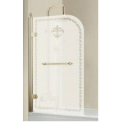 Шторка на ванну Cezares Retro RETRO-V-1-80/145-PP-G-L 80 золото/матовое с прозрачным рисунком