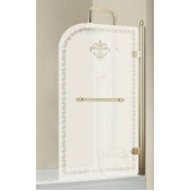 Шторка на ванну Cezares Retro RETRO-V-1-80/145-PP-G-R 80 правая золото/матовое с прозрачным рисунком