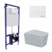 Подвесной унитаз с инсталляцией Berges Floe 43284 с белой кнопкой L1