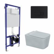 Подвесной унитаз с инсталляцией Berges Floe 43275 с черной кнопкой D5