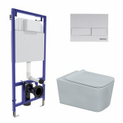 Подвесной унитаз с инсталляцией Berges Floe 43278 с белой кнопкой L4