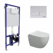 Подвесной унитаз с инсталляцией Berges Okus 43277 с белой кнопкой L4