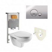 Комплект 5в1: унитаз подвесной Victoria + инсталляция OLI 80 + панель слива Globe 300572mGB00R02