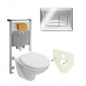 Комплект 5в1: унитаз подвесной Элеганс Люкс + инсталляция OLI 80 + панель слива River хром глянец 300572mRi00К03