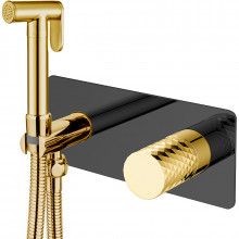 Гигиенический душ со смесителем Boheme Stick 127-BG ручка Diamond черный матовый, золото