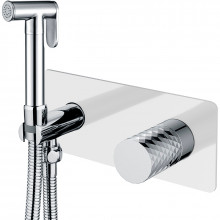 Гигиенический душ со смесителем Boheme Stick 127-WCR ручка Diamond белый, хром