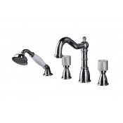 Смеситель на борт ванны Boheme Royal Crystal 396-Royal/CRST black хром/черный